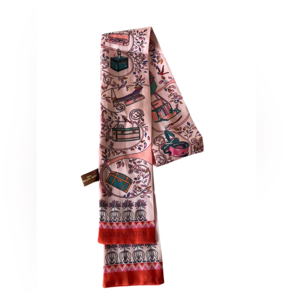 LOUIS VUITTON Bandeau Tree of Louis Silk Scarf Orange Multi Color - Picture 8 of 8